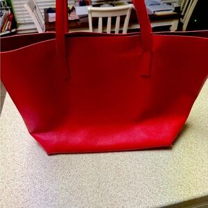 Mark & Graham Red Leather Tote Bag with Structured Design